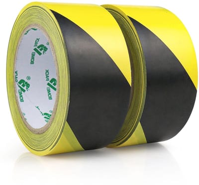 Veiligheidsmarkering Tape Geel & Zwart - 2 Rollen 50mm x 33m Hechttape voor Gevaarlijke Zones, Sealing en Markeren