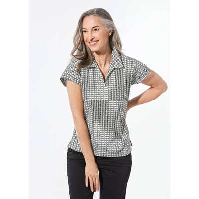Shirt met subtiel jacquard - zwart / wit / gedess. - Gr. 38 van Goldner Fashion