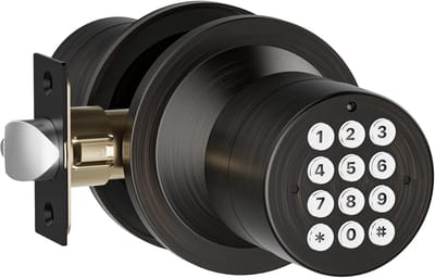 Deurkruk met Code - Sleutelloos Slot - Toegangsbeheer - Automatisch Vergrendelen - 16.5cm x 12.7cm - Bronskleurig