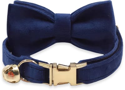 BTH - Kattenhalsband met Strik - Katten Halsband - Blauw - 18-32 cm - Halsband - Katten Kleding - Katten Accesoires - Kat