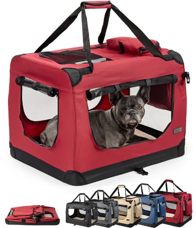 Hondentransportbox, hondentas, hondenbox, opvouwbare tas voor kleine dieren, (L) 70x52x50 cm rood