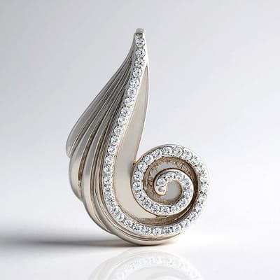 Cavill - Zilveren hanger 925 Sterling platina geplateerd - 52 Cambodjaanse Zirkon 0,563 ct - Modern spiraalvormig dames sieraad
