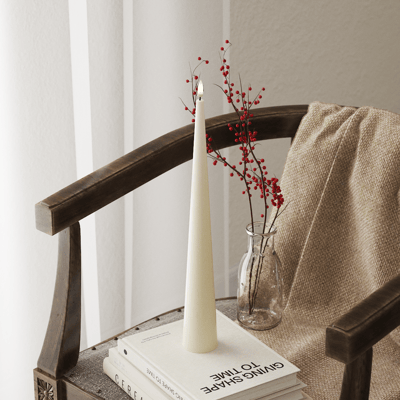 Deluxe Homeart Led Kaars Cream 5 x 38 cm (1x Christmas Cone Candles) net een ECHTE kaars