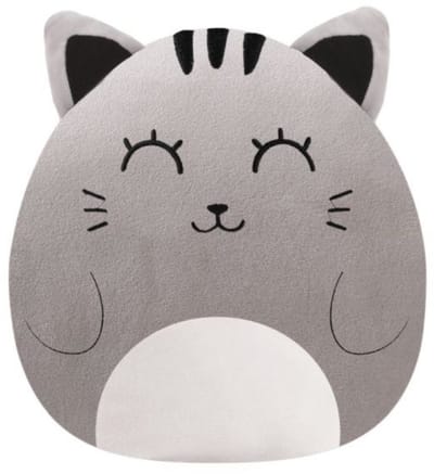 iTotal Home&Gifts Pillow Vertical "GREY CAT" Medium Flat 37x16x42cm de kat grijs - kinderkussen - kussen Kinderkamer - Fun kussens - Sierkussen- zacht kinderkussen - pluche