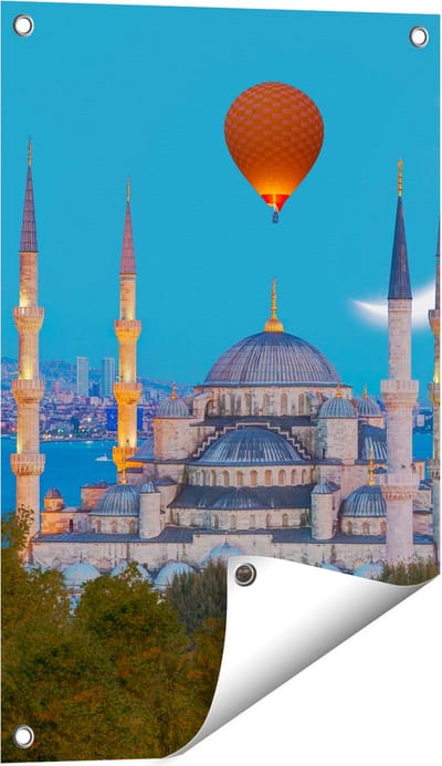 Gards Tuinposter Sultan Ahmetmoskee in Istanbul - 40x60 cm - Tuindoek - Tuindecoratie - Wanddecoratie buiten - Tuinschilderij
