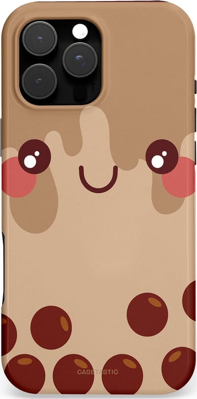 Casetastic hoesje geschikt voor Apple iPhone 16 Pro Max - MagSafe - Dubbellaagse bescherming - Smeltende choco bolletjes - Fashion Case - Beige Bordeaux