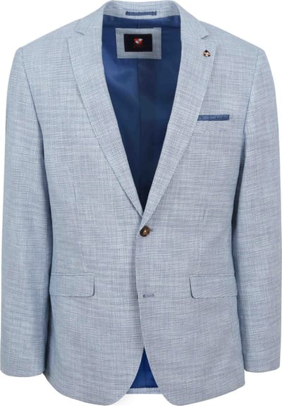 Suitable Colbert Grou Print Lichtblauw - Maat 48 - Heren blazer