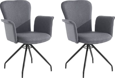 Carla-Fauteuil - Set van 2 - Antraciet Stof