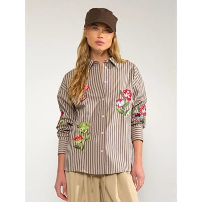 Overhemd Nümph Nukacey 707171 Embr Shirt Deep Taupe