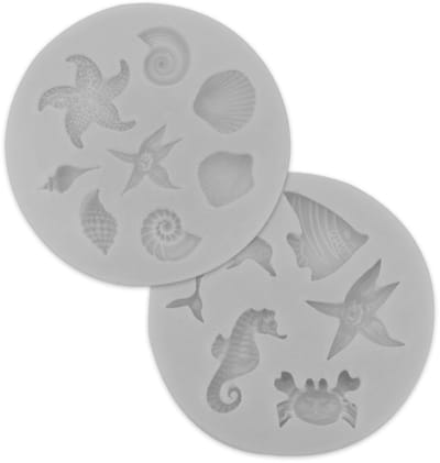 Dailygoods- Siliconen Vorm - Onderwater Taartdecoratie - Zeevormen - Chocolade Mal - Koekjesvorm - 2 Stuks - Marineblauw - Bakvorm