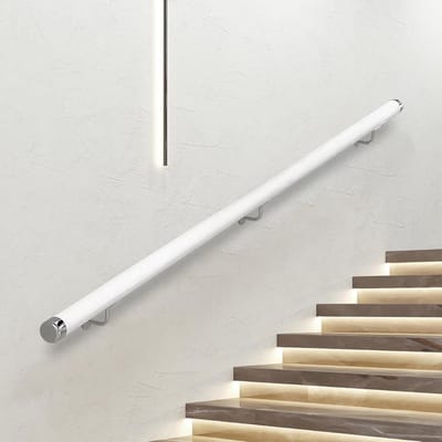 Trapleuning - Wandsteun - Veiligheid Trap - Massief Hout - 300 cm - Wit