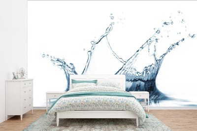 Behang - Fotobehang Druppels water bij een plons - Breedte 350 cm x hoogte 260 cm