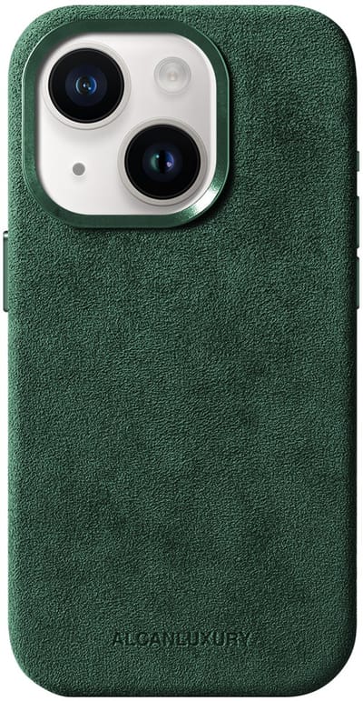 Alcanluxury Alcantara telefoonhoesje geschikt voor Apple iPhone 15 - Midnight Green