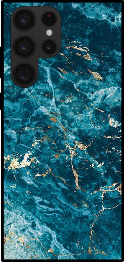 Smartphonica Telefoonhoesje voor Samsung Galaxy S22 Ultra met marmer opdruk - TPU backcover case marble design - Blauw geschikt voor Samsung Galaxy S22 Ultra