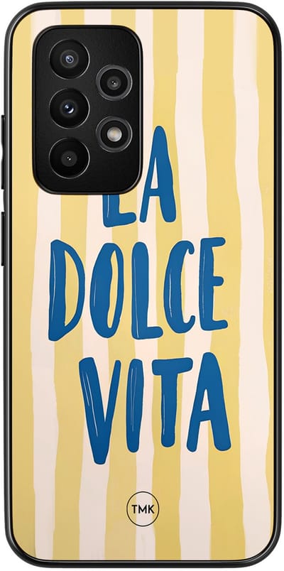 Hoesje geschikt voor Samsung Galaxy A52 5G - La dolce vita - Geel - TPU case - Tekst - Hardcase zwart telefoonhoesje