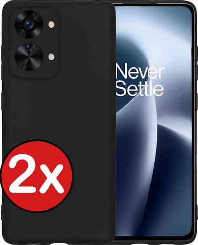 Hoesje - 2 Stuks - Geschikt voor OnePlus Nord 2T - Sterk & Shockproof - Telefoonhoes - Back Cover - Case Siliconen - Telefoon Hoes - Zwart