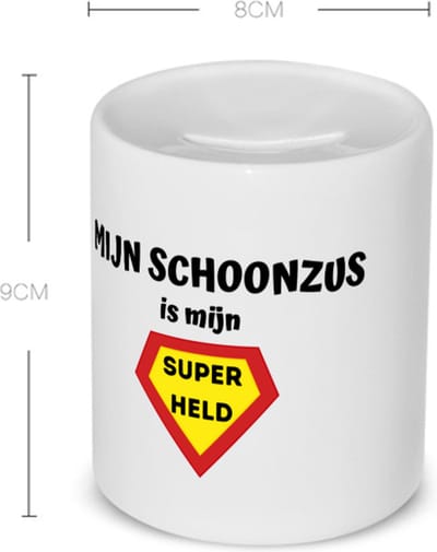 Akyol - mijn schoonzus is mijn superheld Spaarpot - Zus - super schoonzus - verjaardag - cadeautje voor zus - zus artikelen - kado - geschenk - 350 ML inhoud