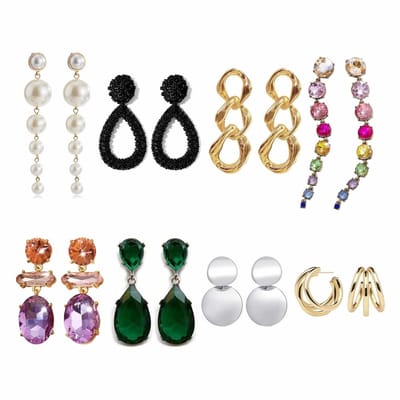 Allerion – Dames Oorbellen Set – 8 Verschillende Hangers – Inclusief Satijnen Tasje