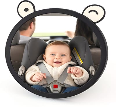 Wellewares - Autospiegel Baby - Achterbank Spiegel - Ovaal - Zwart