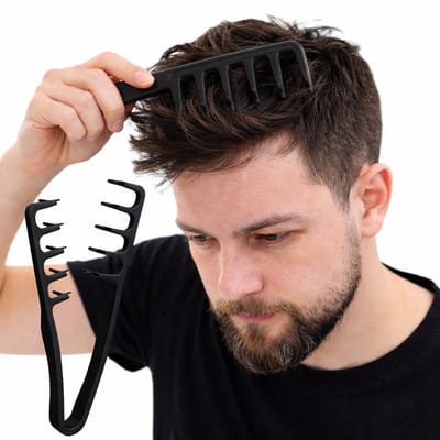 Volumekam Haar – 2 Stuks Grove Tanden Haarkam – Stylingkam voor Volume, Krullen & Pluizig Haar – Professionele Haar Styling Kam – Zwart