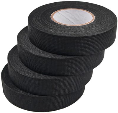 Dailygoods- Textieltape 4 Rollen - Zwarte Isolatietape - Flanelmateriaal - Waterdicht - Temperatuurbestendig - Sterke Hechting
