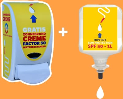 HIPHOT Coole zonnebrandcrème dispenser Nederlands + 1 liter zonnebrandcrème factor 50