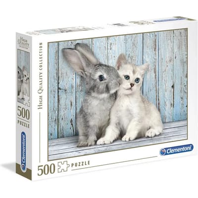 Clementoni - Puzzel - 500 stukjes - Kitten en konijn - High Quality Series