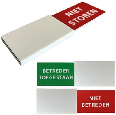 Wel / Niet betreden Schuifbordje – 50x170 mm – Deurbordje – Modern & stijlvol design – 3D-geprint van duurzaam plastic – Wit