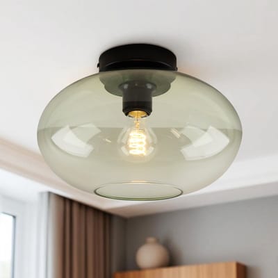 Olucia - LUCA - Plafondlamp - Groen / Zwart - Vorm: Ovaal