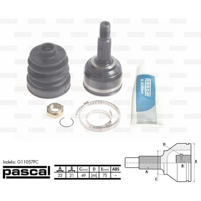 Homokineet reparatie set, aandrijfas PASCAL G11057PC