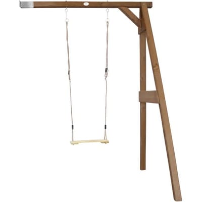 AXI Enkele Houten Aanbouwschommel in Bruin - FSC hout - Schommel met muurbevestiging, 1 Schommelzitje en 2 grondankers - Schommelset voor kinderen - 10 jaar Garantie!