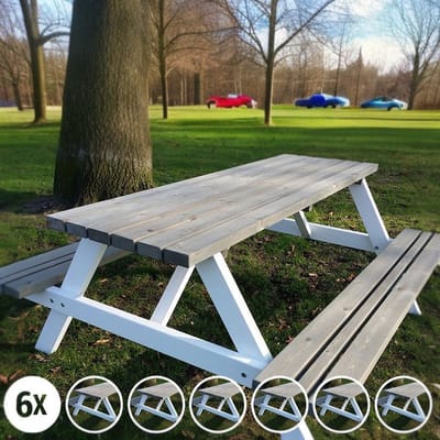 Rockwood® Picknicktafel Cross Over Easy Sit (6,5cm dikte) 2.00m Exclusief afgeronde hoeken