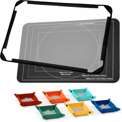 Legpuzzel Opbergbord - Puzzelmat - Puzzelen - Inclusief 6 sorteerbakjes - 80 x 55 cm - Zwart