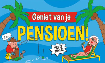 Q2P - Pensioen Gevelvlag - 150x90cm XXL - Pensioen Versiering - Feest Artikelen - Vlaggenlijn - Spandoek