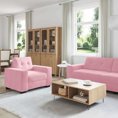 vidaXL - Bankstel - 3 - st - Roze - Fluweel