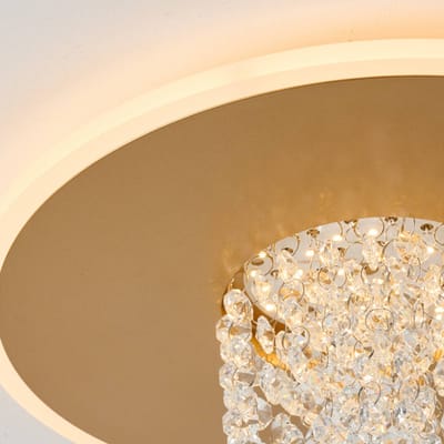 Searchlight LED plafondlamp Deluge, goudkleurig, Ø 32 cm, metaal/acryl