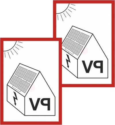 PV Tekens Set - Zonne-energie Markering - Installatie Veiligheid - Waterproof PVC - 15 x 20 cm