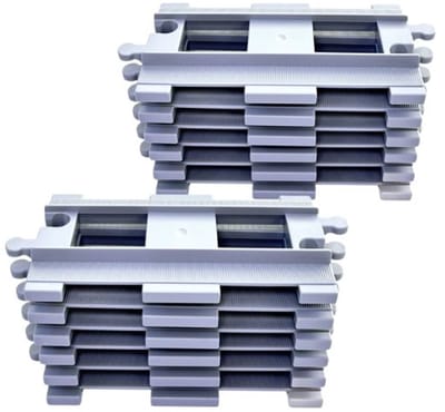 Uniblocks - Treinrails Recht - Lichtgrijs - 12 stuks - universele trein spoor rails - compatibel met duplo