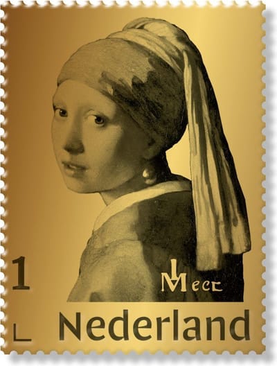 Meisje Met De Parel / Girl With The Pearl - Gouden Postzegel Plus Certificaat In Doosje