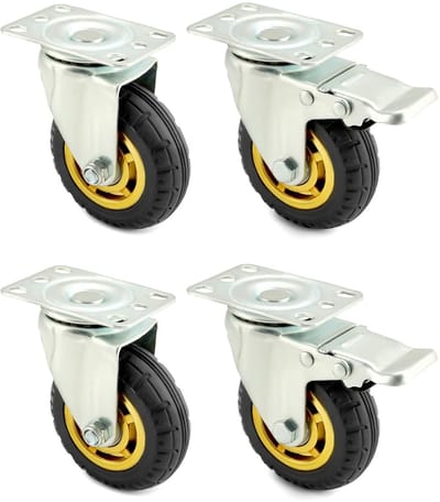 Zwaarlast Wielen 100mm - 4 Stuks - Schokdempende Zwenkwielen voor Meubeltransport en Industrieel Gebruik