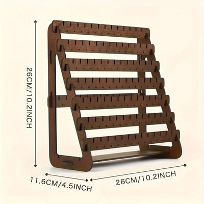 Stijlvolle Sieradentoren met Houten Oorbellen Displayrek - Driehoekige Vorm met 8 Armen en Meerdere Sleuven en Gaten, Perfecte Opbergoplossing bruin