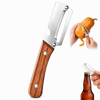 Solidchoice - 2-in-1 Roestvrijstalen Groenteschiller met Houten Handvat