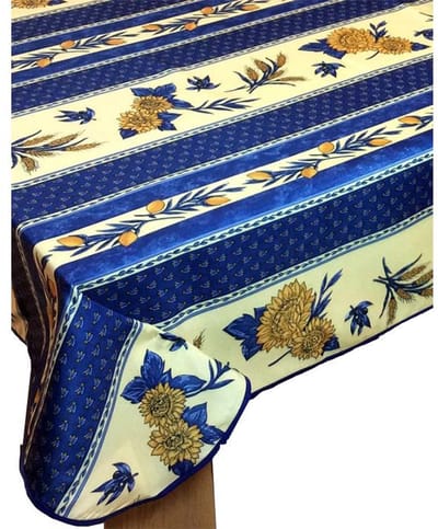 Provençaals Rechthoekig Vlekbestendig Tafelkleed Zonnebloem Bijenblauw