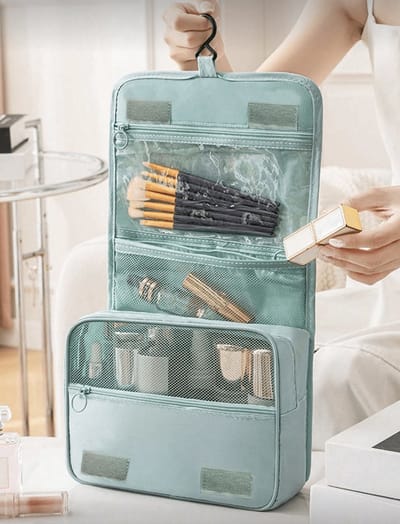 Travel Toilettas met Haak – Mintgroen - Compacte & Opvouwbare Travel Organizer – 24x19x8 cm