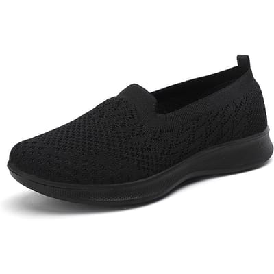 Damesmode Ultralichte Ademende Sportschoenen Vier Seizoenen Platte Hardloopsneakers 38 black