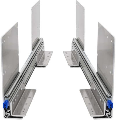 Set 250kg ladegeleiders 500mm + haakse H42 / 118 / 194 mm vloermontage 3-hoog + ladesteunen 20 inch met vergrendeling volledig uittrekbaar kort zwaar sterke lade geleider lock in/uit 50 cm 20"