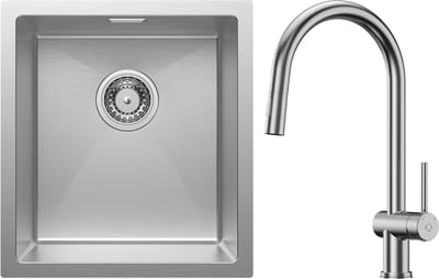CECIPA max Spoelbak Keuken 40x44CM - Spoelbakken Keuken Met Keukenkraan Met Uittrekbare Uitloop - Wasbak Keuken - Enkele Spoelbak - Spoelbakken met afdruip - RVS