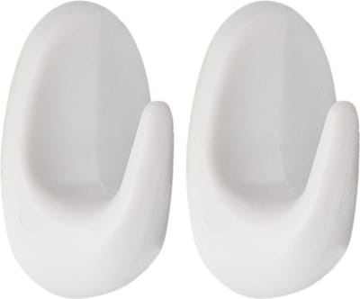 Tendance Plakhaakjes - 3 x 2 x 5 cm - Zelfklevende ophang haakjes - 2x stuks - kunststof - wit - keuken/badkamer haken