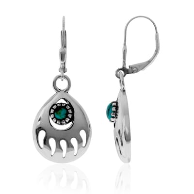 Cavill - Oorbellen 925 Sterling Zilver Geoxideerd - Blauwe Kingman Mohave Turkoois 0,81 ct - Rond Cabochon Druppelvormig - Elegant Design