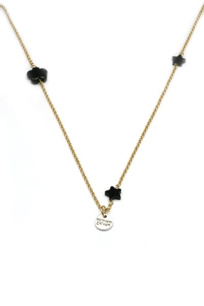 Heaven Eleven dames Ketting goud plating - zwart sterren